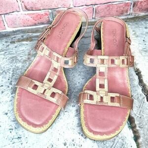 Tchocco Made In Brazil Womens 8 Pink And Cream Heeled leather Sandals new